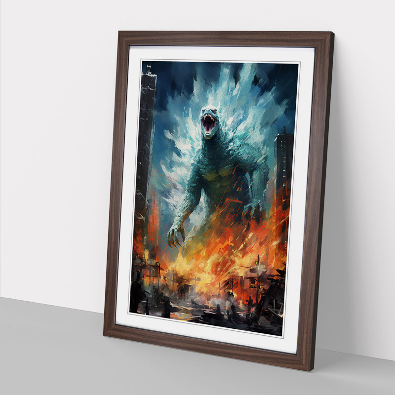 Godzilla Impressionism - Framed Print