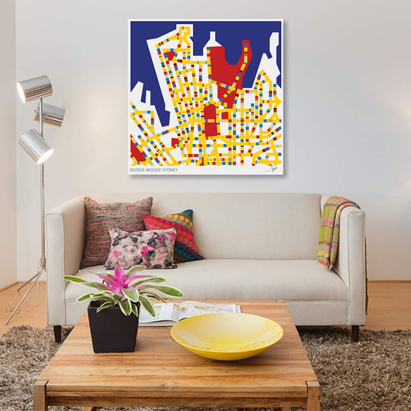 « sommier woogie sydney », reproduction d’impression sur toile, H 12 po x l 12 po x P 0,75 po, Toile tendue, Pas de tapis