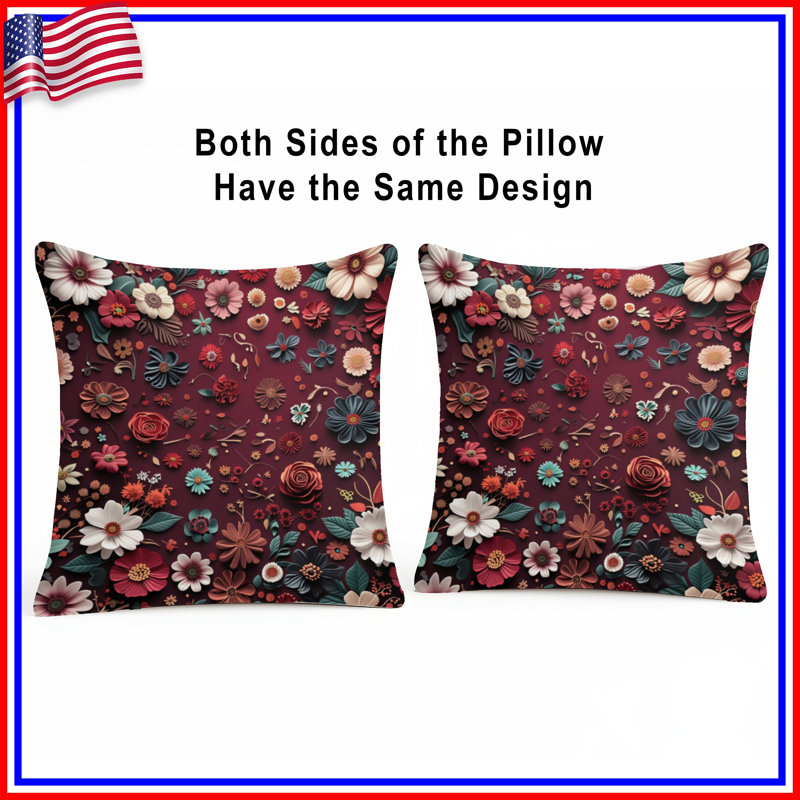 Coussin Floral, 16 x 16 inches