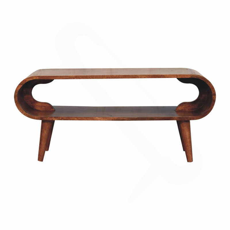 Table basse en bois massif de style nordique caramel au miel