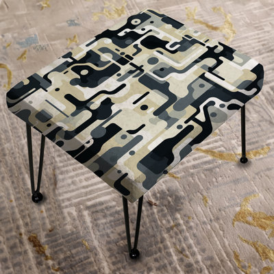Beige And Grey Urban Maze - Geometric Rectangle Ottoman