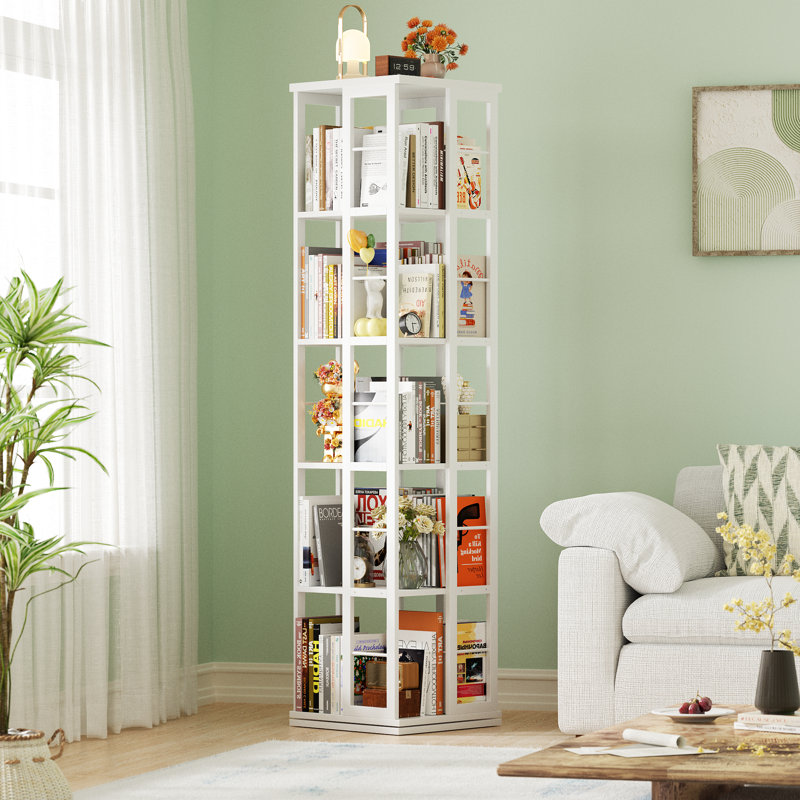 Bibliothèque rotative Coner H 54 po x l 15,8 po x P 15,8 po Fortis, (5 tablettes) H 62,2 po x l 15,75 po x P 15,75 po, Blanc