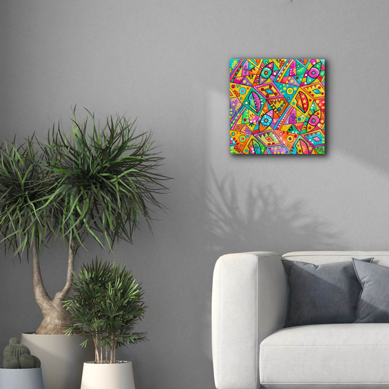«Geometric Eyes And Lips» par Dean Russo, H 18 po x l 18 po x P 0,75 po