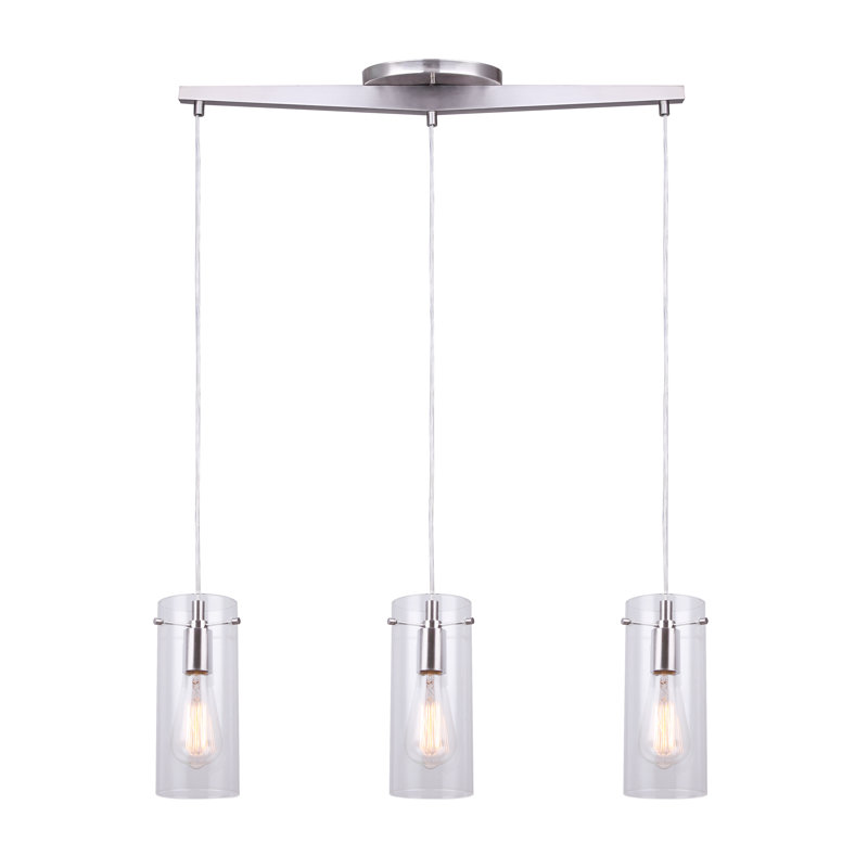 Luminaire suspendu pour îlot de cuisine 3 lumières Omak, Nickel brossé