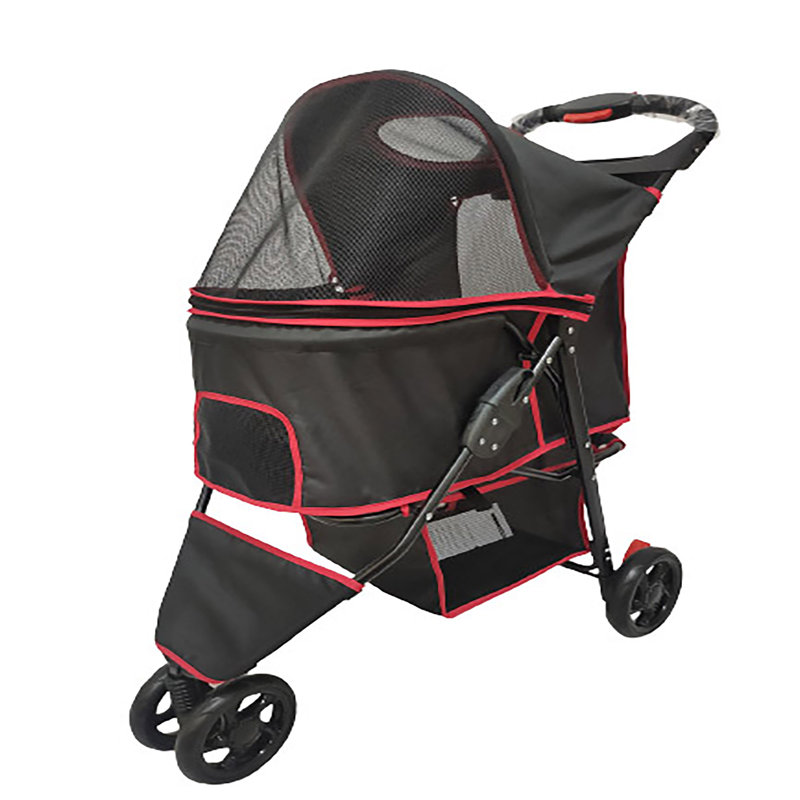 Foldable Pet Jogger Stroller, Black/Red