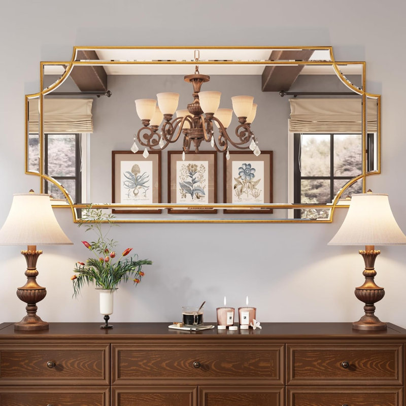 Krashana 24"x48" Large Gold Mirror for Wall, Gold Traditional Wall Mirror Art Decorative Mirror Beveled Full Length Mirror Home Decor for Bathroom Living Room Bedroom Kitchen Farmhouse Entryway
