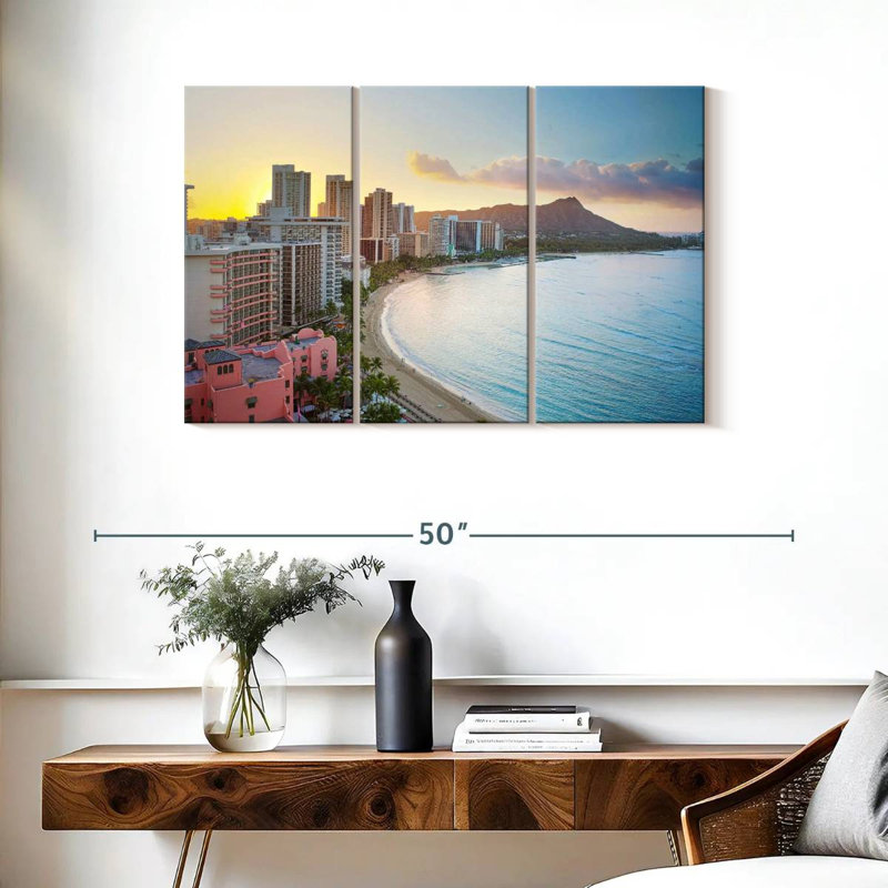 Gillard Waikiki, scène de plage, H 24 po x l 38 po