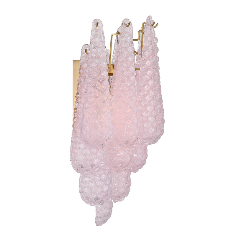 Harrell 2 Light Aged Brass Sconce, Pink