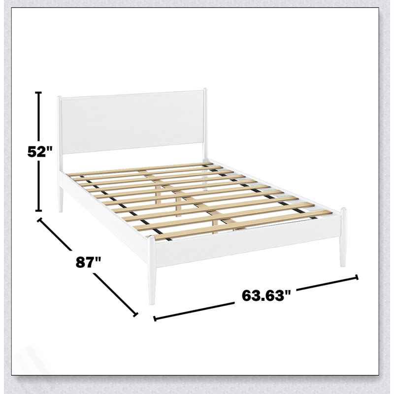 Lit plateforme Mid-Century, Queen, White