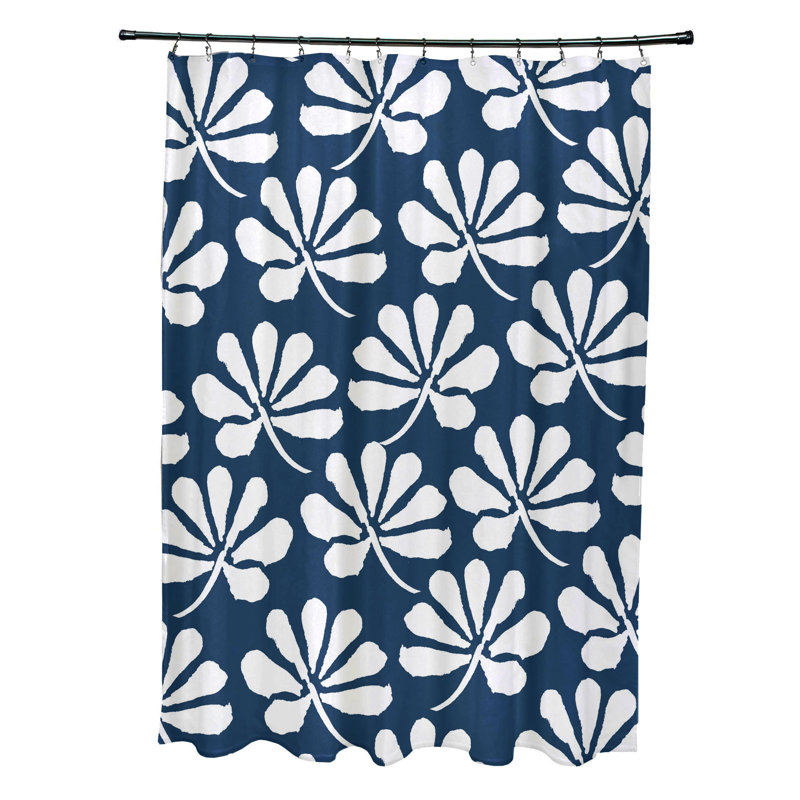 Rideau de douche simple à motif floral Miki, Bleu