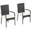 Chaises de salle à manger d'extérieur en rotin PE avec coussins Outsunny, ensemble de 2 chaises de patio en osier avec accoudoirs et dossier