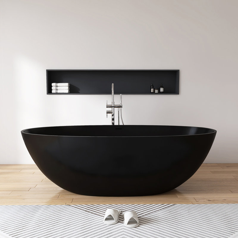 Baignoire autoportante 71 po x 35 po en résine, Noir mat
