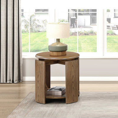 Table d'appoint ronde brun avec table de bout 1 pièce