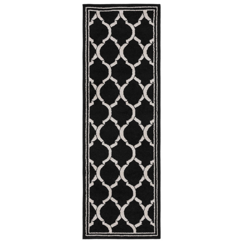 Ammundsen Geometric Black Area Rug, Runner 2'3" x 7'