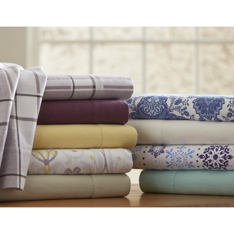 Queen Alpine Blue Cotton Flannel Deep Pocket Sheet Set