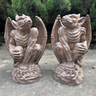 Statues de gargouille en magnésium «Misha & Dima» (ensemble de 2)