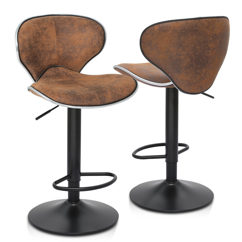Chaises de bar pivotantes en cuir PU Moorebank, Brun rétro