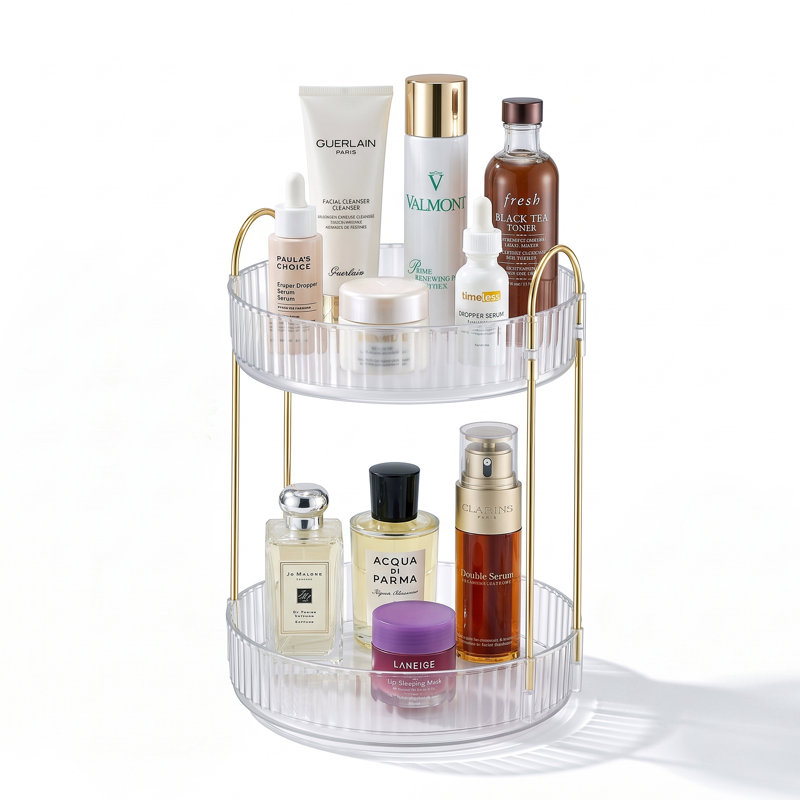 Sorbus 2-Tier Rotating Bathroom Countertop Organizer, Clear Vanity Storage for Makeup, Skincare, Cosmetics & Toiletries