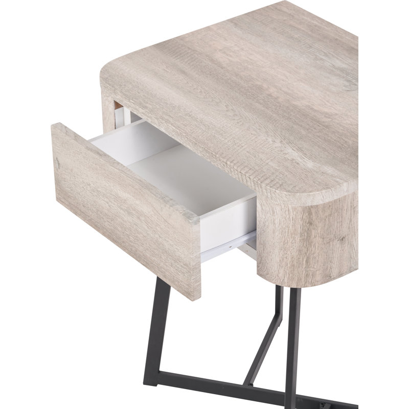 Angeliah 50cm W Metal Bedside Table, Grey Oak