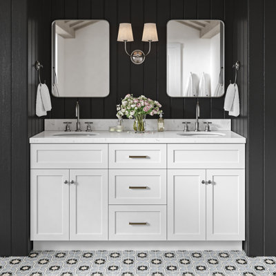 Abell 66.25'' Bathroom Vanity with Carrara Quartz Top