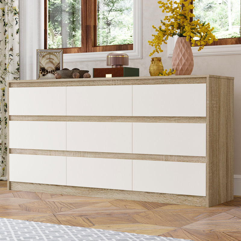 Aurica 63'' W 9 - Drawer Dresser, White/Wood