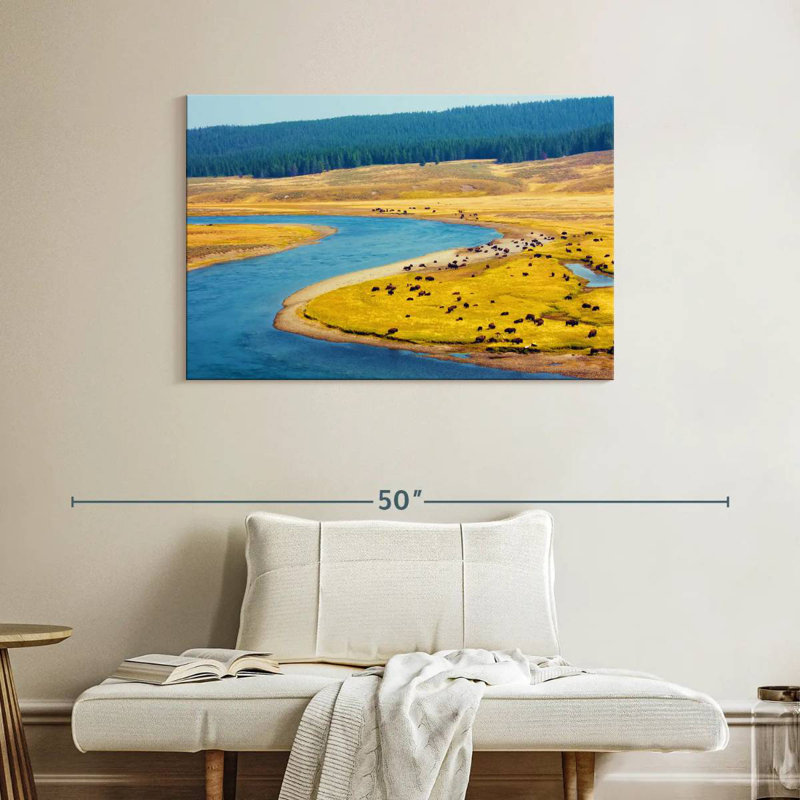 Alvord Yellowstone Bison River, H 26 po x l 39 po