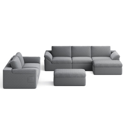 Mariyan 109‘’W Extra Long Corduroy Modular Sofa with Two Ottoman