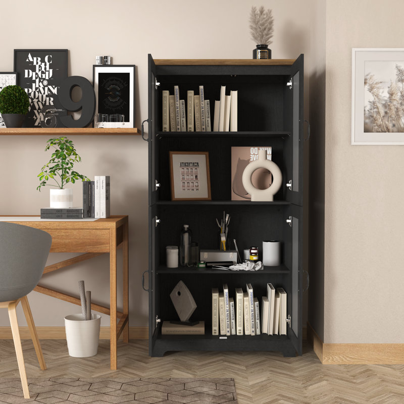 Clarksville 63.6'' 4 Door Kitchen Pantry, Black Oak/Knotty Oak