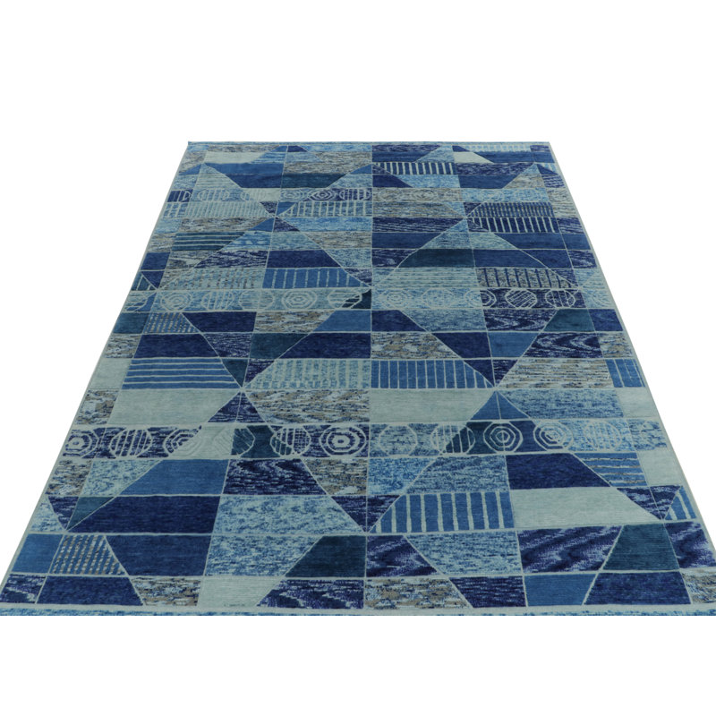 Scandinavian Wool Geometric Area Rug, Rectangle 6' x 9'