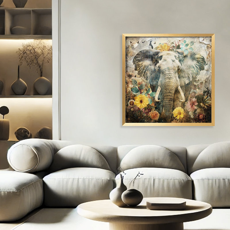 Nature Inspired "Floral  Art Illustration 12" Framed Print Wall Art, 24" H x 24" W