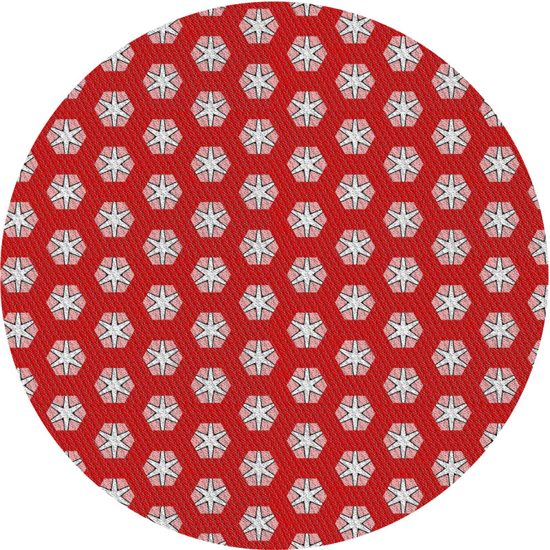 Tapis rouge/gris à motifs Jamerson, Rond 4 pi