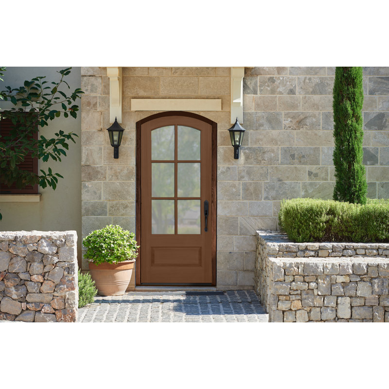 Porte d'entrée pré-suspendue en acajou brut plaqué 36 po x 96 po Acadian par Acadian, S'ouvre à gauche vers l'intérieur