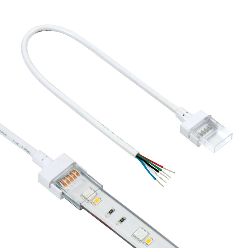 5 Pin IP67 Outdoor LED Strip Light RGB+W 12 in Wire Lead Connector, 2 Pack