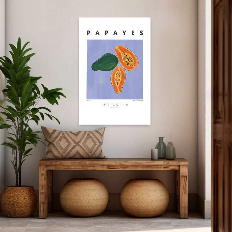 Art mural tropical, papayes tropicales, H 48 po x l 32 po
