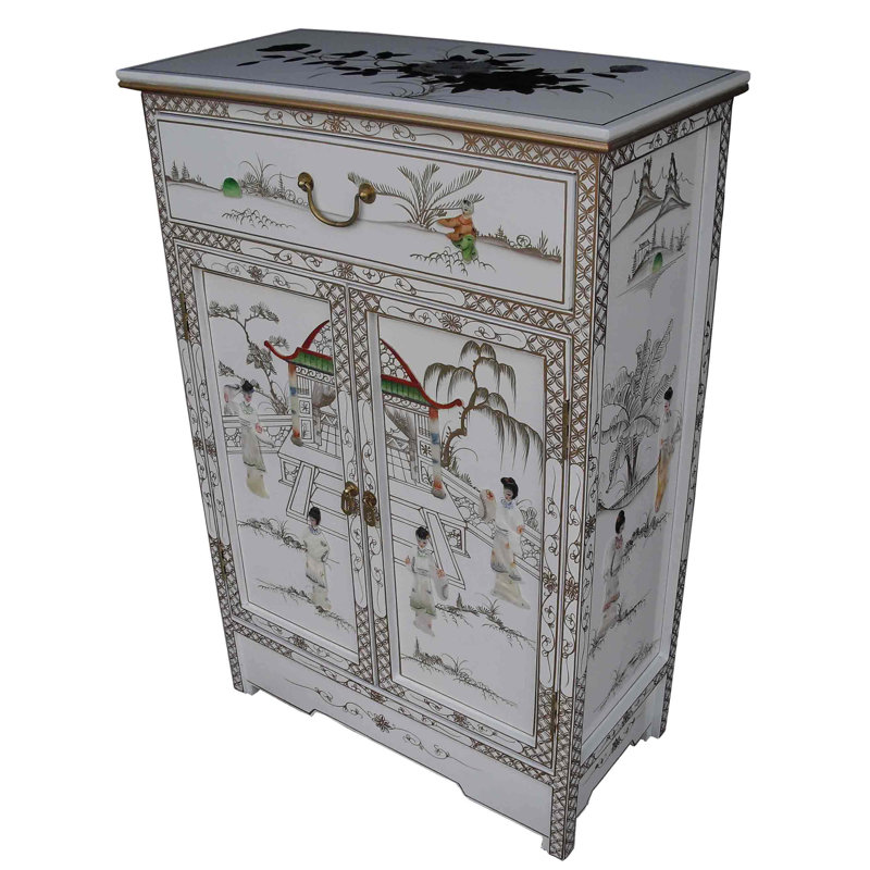 Nizar Hand Painted Mother Of Pearl Cabinet