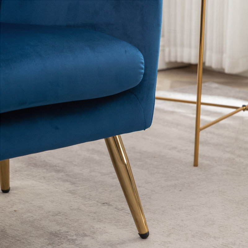 Fauteuil capitonné à 4 pieds Sovarol, Bleu