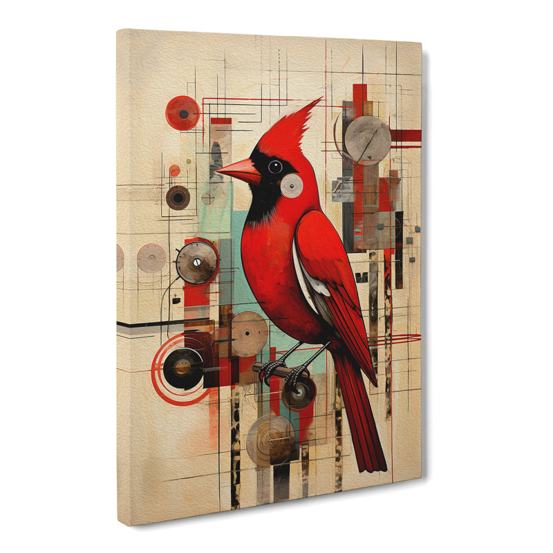 Cardinal Bird Constructivism No.2 - Wrapped Canvas, 50cm H x 35cm W x 3cm D