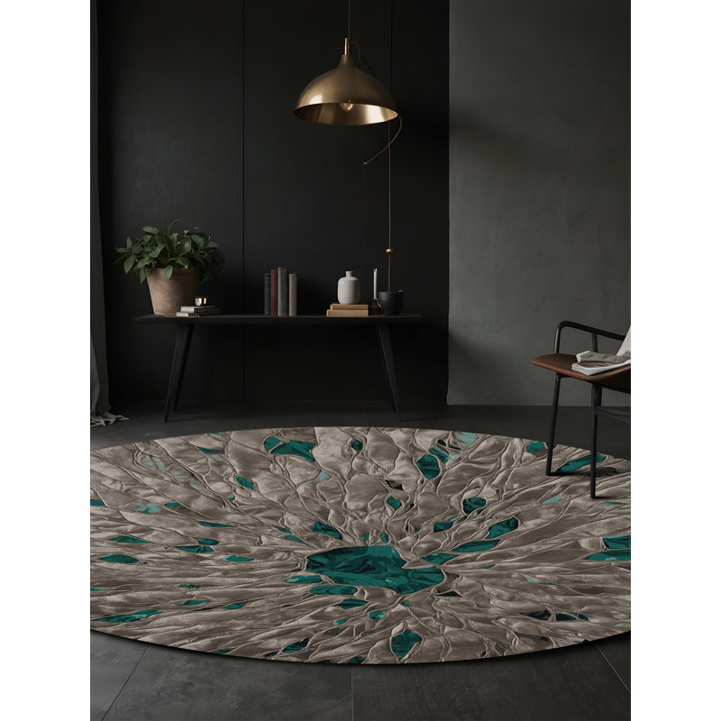 Tapis gris lavable à la machine GSIX03655, Rond 8 pi