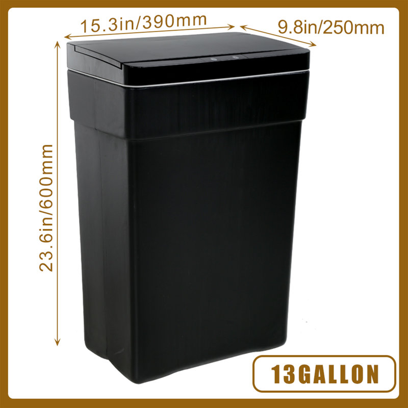 Poubelle 13 gallons, Noir