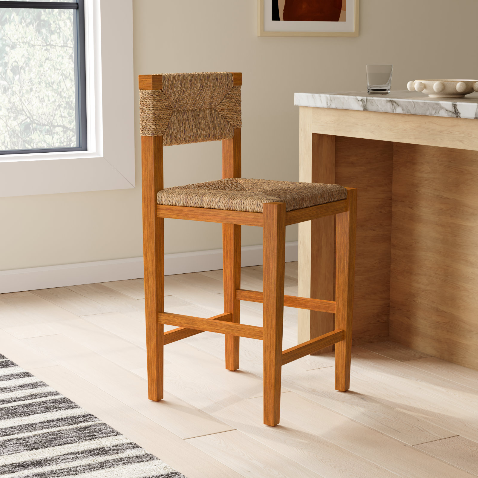 Willowbrook 25" Bar Stool, Honey Walnut Stain