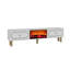 Meuble télé moderne blanc de 59,1 po x 17,6 po x 11,6 po | 100% panneau de particules enduit de mélamine, épaisseur: 0,7 pouce | Conception murale, élégante et élégante pour le salon et les espaces de divertissement, facile à assembler-1985321071-1985321070