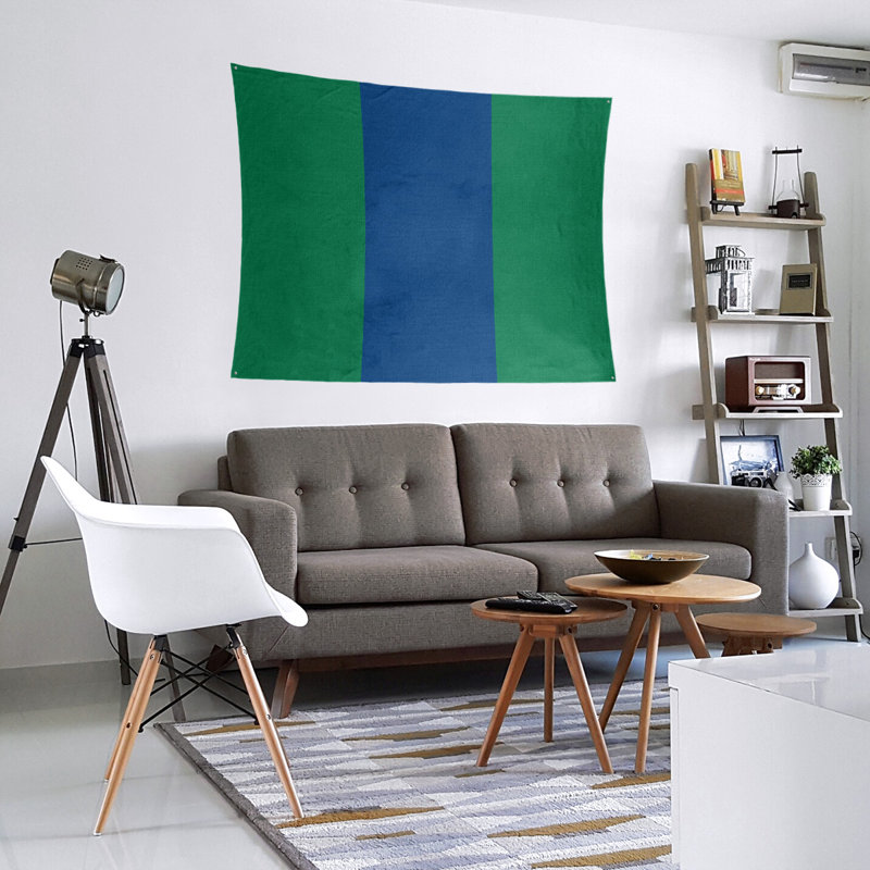Vancouver Polyester Tapestry, Green/Dark Blue/Green, 27.5" H x 37.5" W