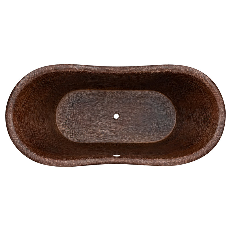 72" Hammered Oil-Rubbed Bronze Copper Double Slipper Bathtub