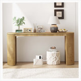 59.2" Large Curved Console Table with Unique Vertical Stripe Design