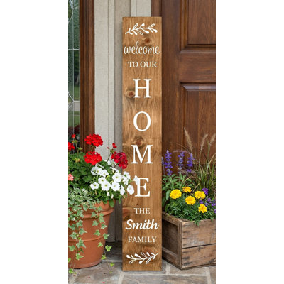 Welcome to our Home Personalized White Porch Leaner,  47" x 7.25"