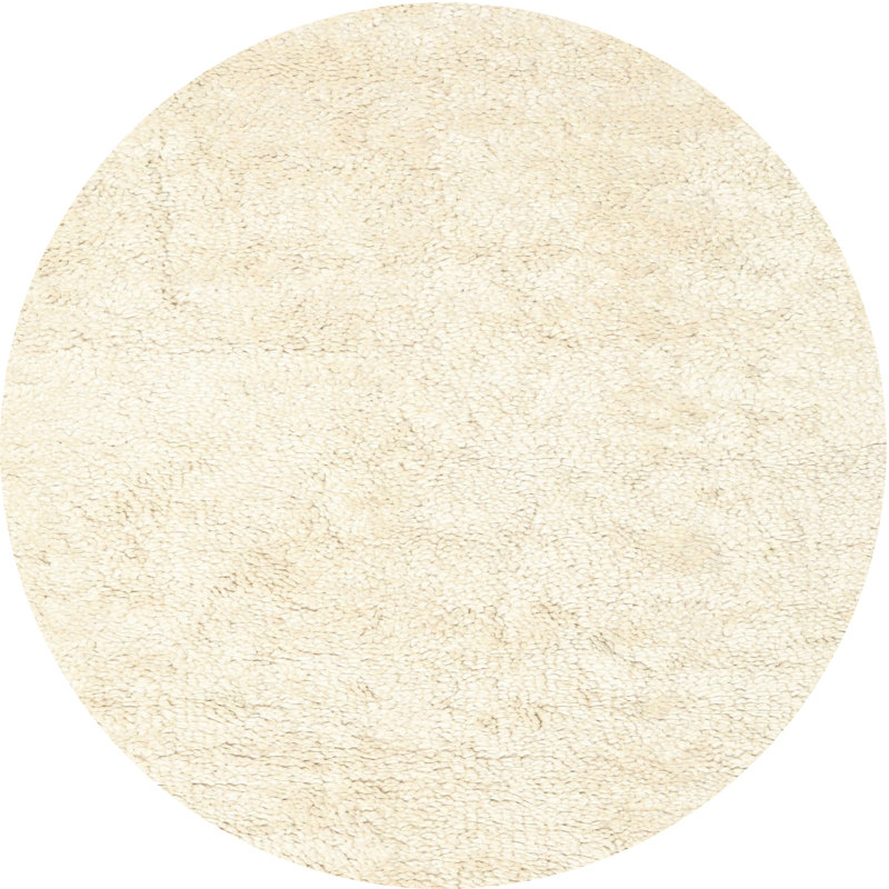 Tapis contemporain beige / gris, Rond 7 pi