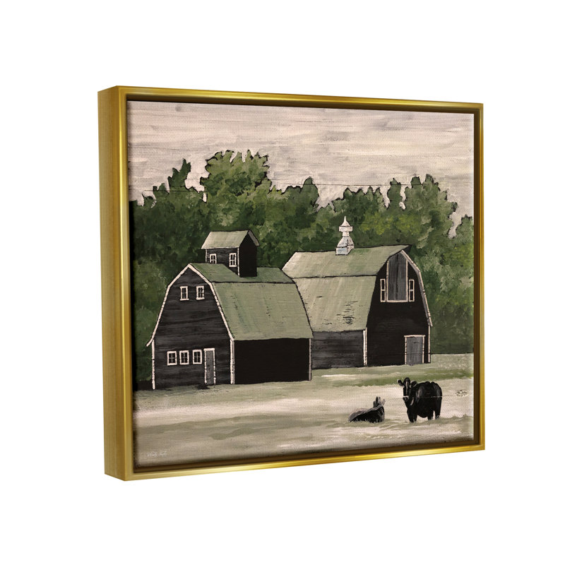 Art mural sur toile Stable Barn Country, H 25 po x l 31 po x P 1,7 po, Cadre flottant métallique doré