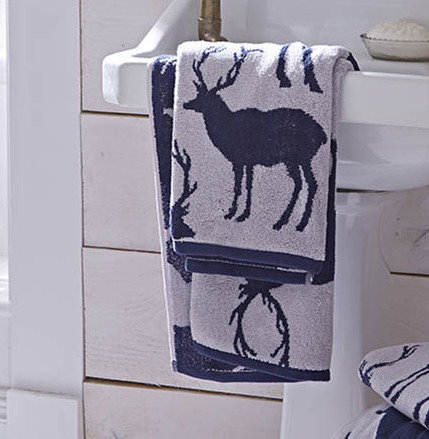 Stag Cotton Bath Towel, Blue