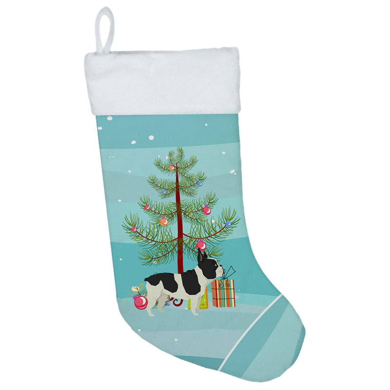 Merry Christmas Tree Stocking, Grey French Bulldog