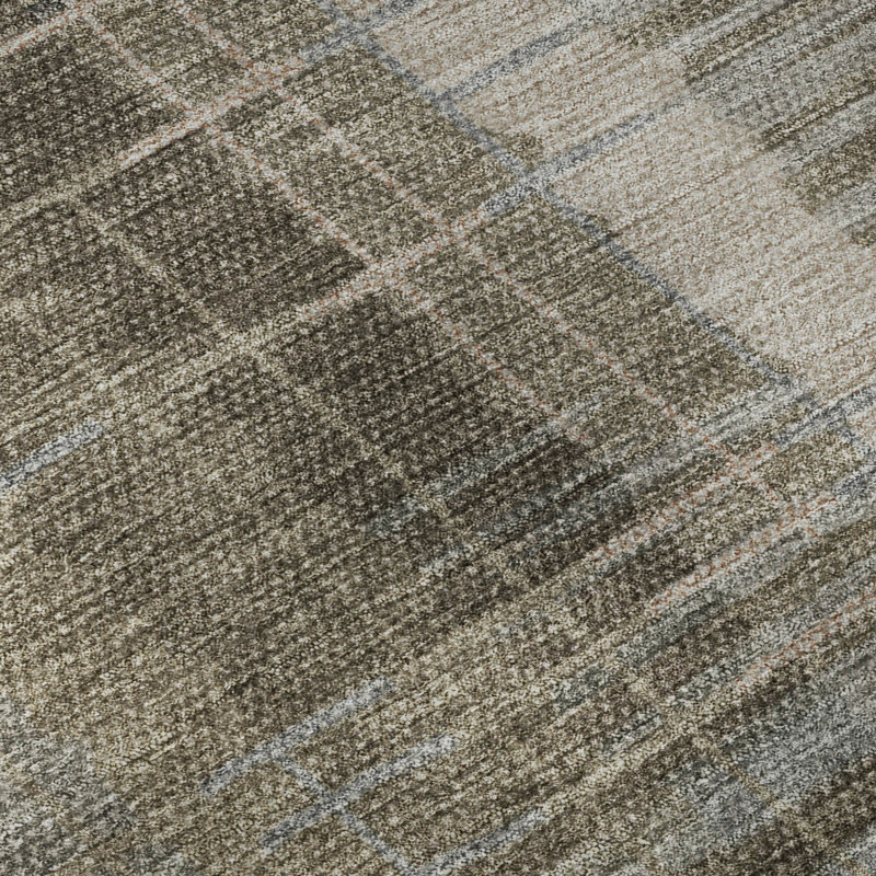 Premium Machine Washable Mayfield AMF2261 Striped Rug, 2'3" x 7'6" Runner, Brown